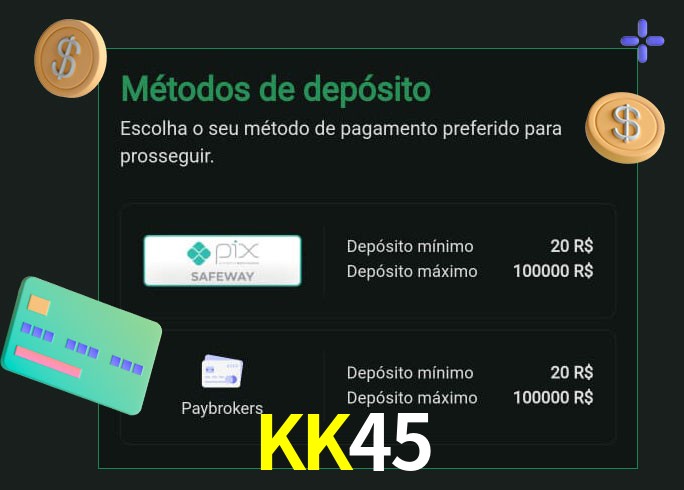 O cassino KK45 oferece uma grande variedade de métodos de pagamento